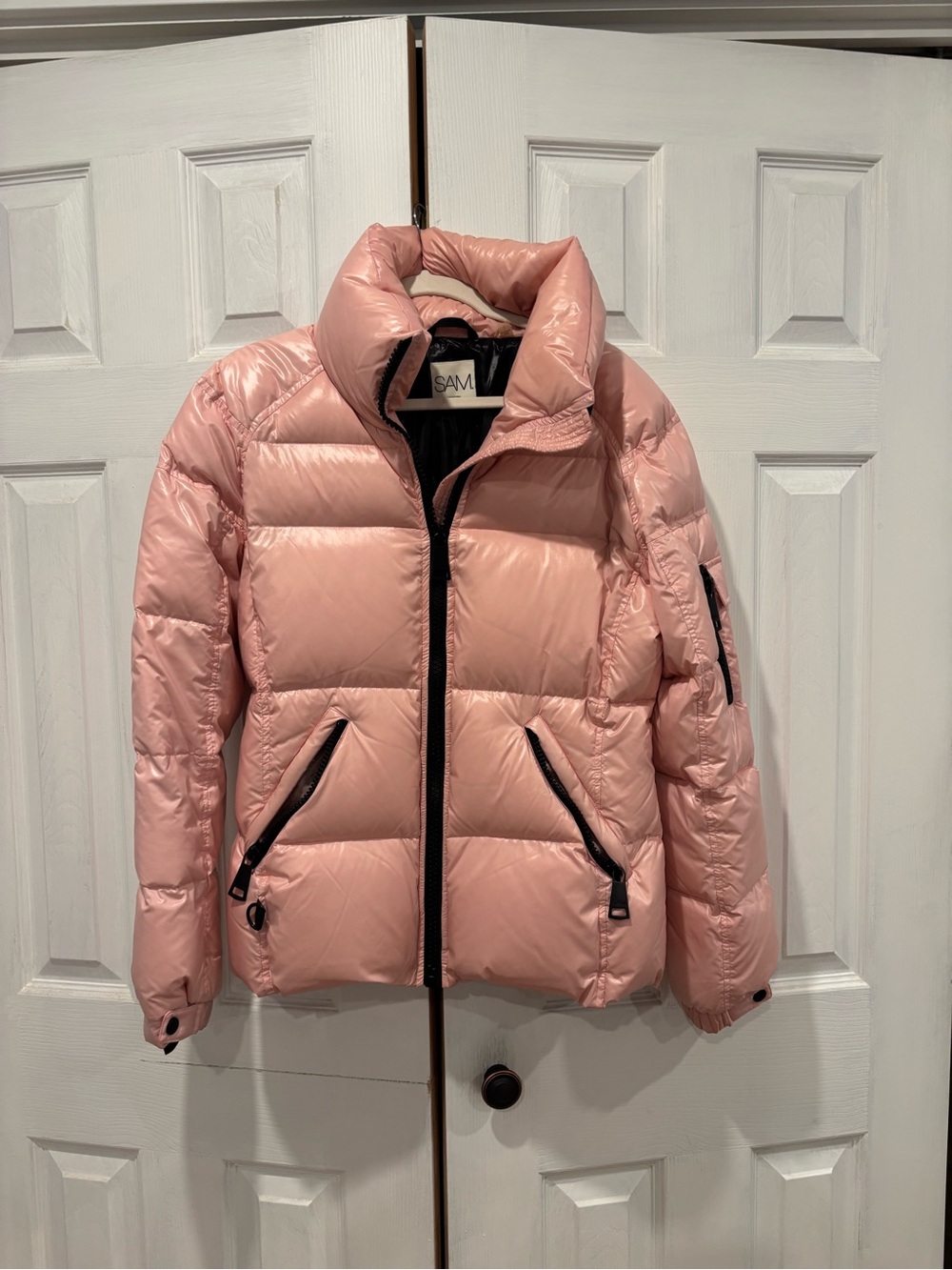 SAM. Glossy Blush Pink Quilted Puffer Jacket